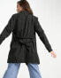 Фото #3 товара ONLY button detail short trench coat in black