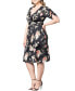 Women's Plus Size Eden Midi Faux Wrap Dress with Draped Sleeves Midnight meadow print, 5x - фото #5