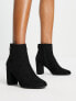 Фото #1 товара New Look suedette heeled boots in black