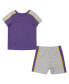 Фото #2 товара Infant Boys and Girls Boys and Girls Purple, Heather Gray LSU Tigers Norman T-shirt and Shorts Set