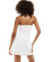 Rare London bandeau gold textured button mini dress in ivory