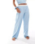 Фото #3 товара ASOS DESIGN Petite mix & match pyjama trousers with exposed waistband and picot trim in blue