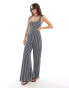 Фото #1 товара ASOS DESIGN scoop neck wide leg jumpsuit in navy and white stripe