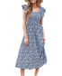 Women's Floral Flutter Sleeve Midi Beach Dress