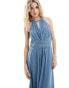 Vila Bridesmaid halterneck maxi dress in blue