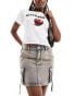 Фото #1 товара Liquor N Poker washed denim frayed mini skirt in brown