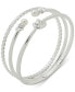 Фото #1 товара Silver-Tone 3-Pc. Set Knot & Imitation Pearl Bangle Bracelets