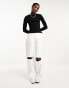 New Look lettuce edge long sleeve top in black