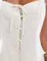 New Look linen look button down corset top in stone Серый, 44 - фото #3