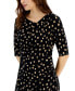 Women's Dot-Print Asymmetrical-Neck Faux-Wrap Dress