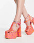 Фото #2 товара Circus NY Paddie platform heels in orange popsicle print