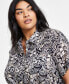 ფოტო #3 პროდუქტის Plus Size Cotton Cuffed-Sleeve Camp Shirt