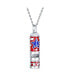 ფოტო #1 პროდუქტის Back to School Red White Blue Enamel American USA Patriotic Red White Blue Star Flag Whistle Necklace Pendant for Teens Women Rhodium Plated Brass