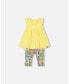 ფოტო #1 პროდუქტის Baby Girl Organic Cotton Tunic And Capri Set Popcorn Yellow - Infant