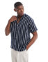 Jack & Jones oversized revere collar stripe shirt in navy Tap-Schuh, S - Chest 96cm - фото #1