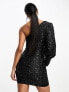 AX Paris sequin one shoulder mini dress in black