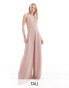 TFNC Tall Bridesmaid chiffon halter neck pleated jumpsuit in soft pink Sanftrosa, DE 42 - фото #1