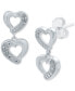 Diamond Heart Drop Earrings (1/10 ct. t.w.) in Sterling Silver