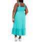 Фото #2 товара Trendy Plus Size Straight-Neck Smocked Dress