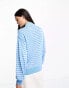 Y.A.S zip neck jumper in blue stripe Серый, XS - фото #3