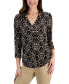 Фото #1 товара Women's Printed 3/4 Sleeve V-Neck Knit Top, Created for Macy's