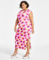 Trendy Plus Size Printed Crewneck Sleeveless T-Shirt Dress, Created for Macy's