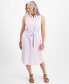 Фото #1 товара Petite Linen Sleeveless Shirt Dress, Created for Macy's