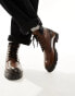 Фото #1 товара ASOS DESIGN lace up worker boots in brown leather