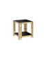 Luxurious End Table Mirrored Glass, Polished Gold Frame, 20"x20"x22", Modern Glam Style