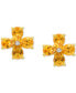 Фото #3 товара Citrine (2-1/8 ct. t.w.) & Diamond Accent Flower Stud Earrings in 14K Gold-Plated Sterling Silver