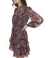 Petite Metallic Paisley Ruffled Tie-Neck Dress