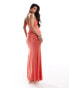 ASOS DESIGN super cut out halter maxi dress with side split in coral