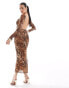 Фото #4 товара Jaded Rose long sleeve ruched midaxi dress in leopard