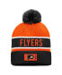 ფოტო #1 პროდუქტის Men's Black, Orange Philadelphia Flyers Authentic Pro Rink Cuffed Knit Hat with Pom