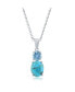 Фото #1 товара Sterling Silver Oval Turquoise & Round Blue Topaz Gem Pendant