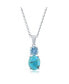 ფოტო #1 პროდუქტის Sterling Silver Oval Turquoise & Round Blue Topaz Gem Pendant