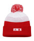 Фото #2 товара Men's Scarlet and White Nebraska Huskers Colorblock Cuffed Knit Hat with Pom