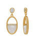 Mother of Pearl and Cubic Zirconia Oval Drop Earrings