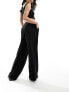 Фото #5 товара Bershka deep waistband wide leg trousers in black