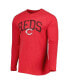Фото #3 товара Men's Heather Red Distressed Cincinnati Red Distresseds Inertia Raglan Long Sleeve Henley T-shirt