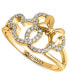 ფოტო #1 პროდუქტის Cubic Zirconia Mickey & Minnie Mouse Interlocking Ring in 18k Gold-Plated Sterling Silver