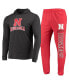 Men's Scarlet, Charcoal Nebraska Huskers Meter Long Sleeve Hoodie T-shirt and Jogger Pants Sleep Set