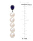 ფოტო #3 პროდუქტის Cultured Freshwater Pearl (7 - 7-1/2mm) & Lab-Grown Blue Sapphire (2-1/3 ct. t.w.) Linear Drop Earrings in Sterling Silver