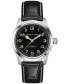 ფოტო #1 პროდუქტის Men's Swiss Automatic Khaki Field Murph Black Leather Strap Watch 38mm