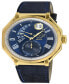 ფოტო #1 პროდუქტის Men's Marchese Black Leather Watch 44mm