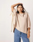 ASOS EDITION jersey oversized slouchy top with contrast tie detail in mocha