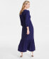 Фото #2 товара Women's V-Neck Long-Sleeve Midi Dress