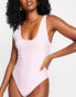 Фото #3 товара Brave Soul scoop back swimsuit in light pink