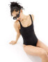 Weekday Desert swimsuit in black exclusive to ASOS