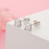 Elegant stud earrings with zircons E00014